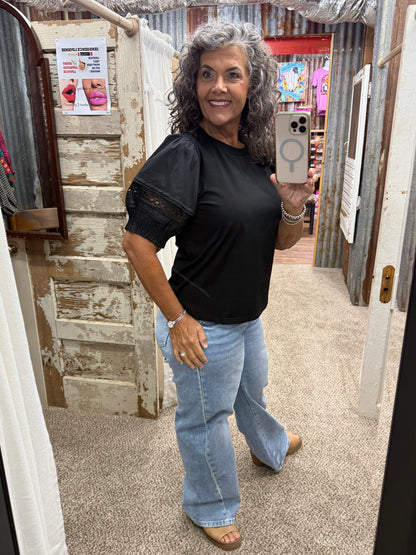 Black Puff Sleeve Top