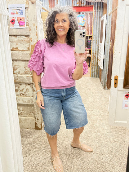 Orchid Ruffled Mineral Wash Top