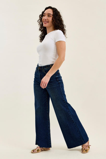 Judy Blue HW Petite Retro Wide w/ Adjustable WB Tabs + Raw hem 881114 PT