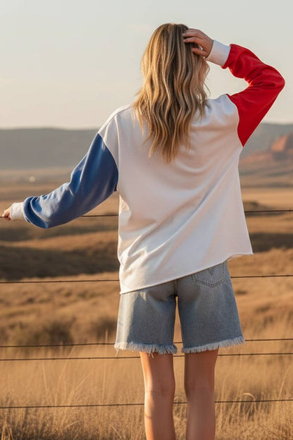 4TH OF JULY FRENCH TERRY AMERICAN FLAG SWEATSHIRT