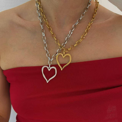 18K STAINLESS STEEL TARNISH FREE HEART NECKLACE | 40NK9564: GOLD