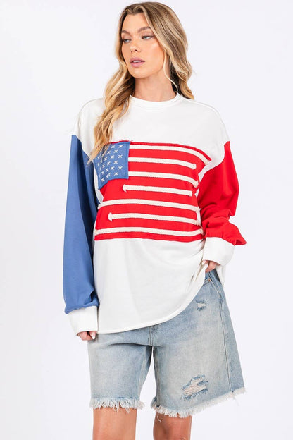 4TH OF JULY FRENCH TERRY AMERICAN FLAG SWEATSHIRT