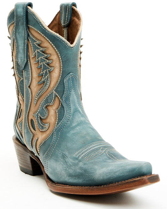 Circle G Distressed Blue Embrodiery & Zipper Boot L6089