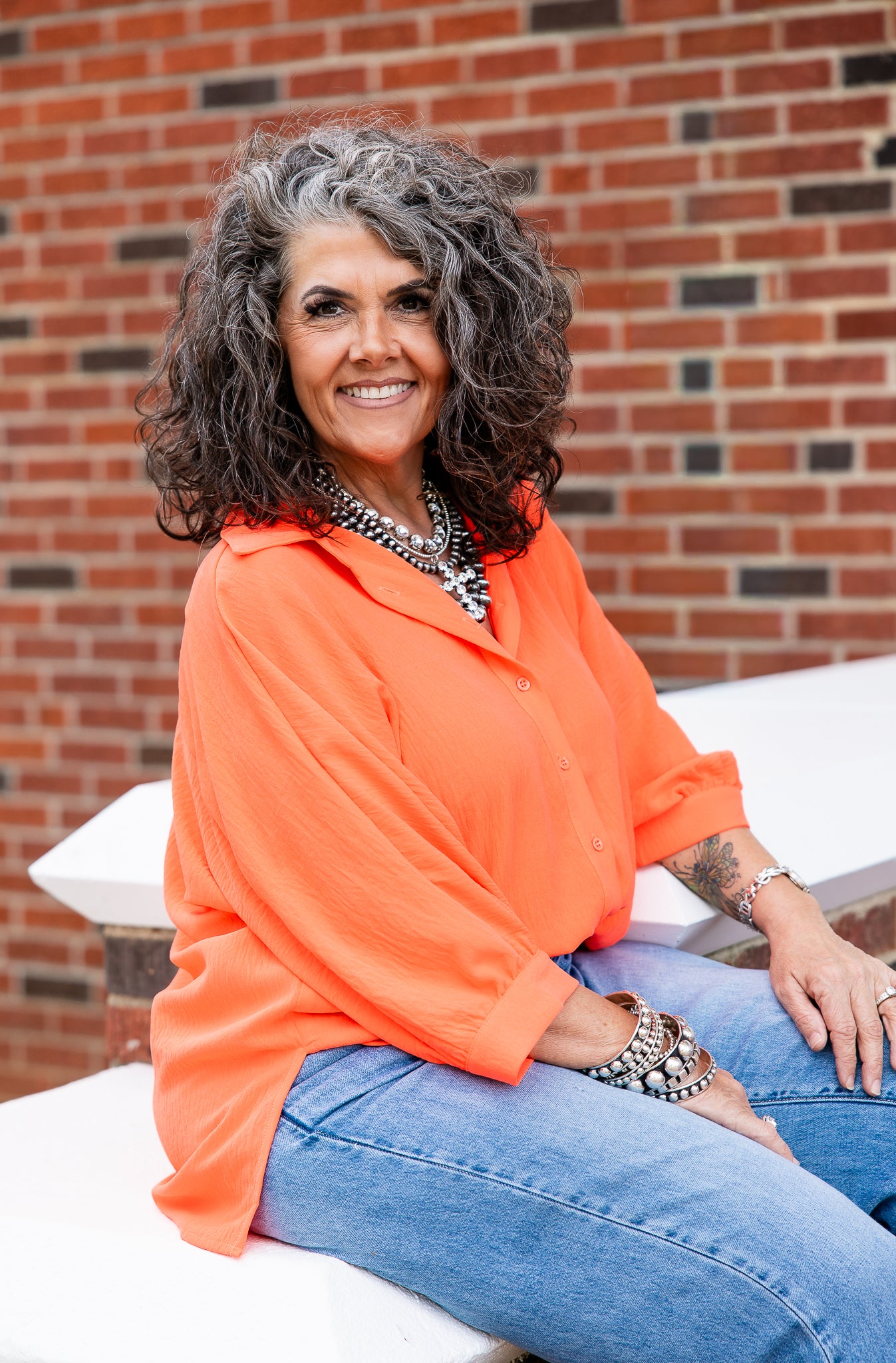 Sloane Button Up Top- Neon Coral