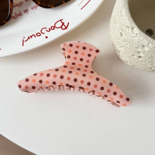 Vintage Polka Dot Hair Claw - Retro Pastel Spotted | 40H1100: Peach