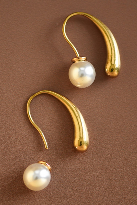 18K Waterproof Non-Tarnish Stainless Steel Pearl Earrings