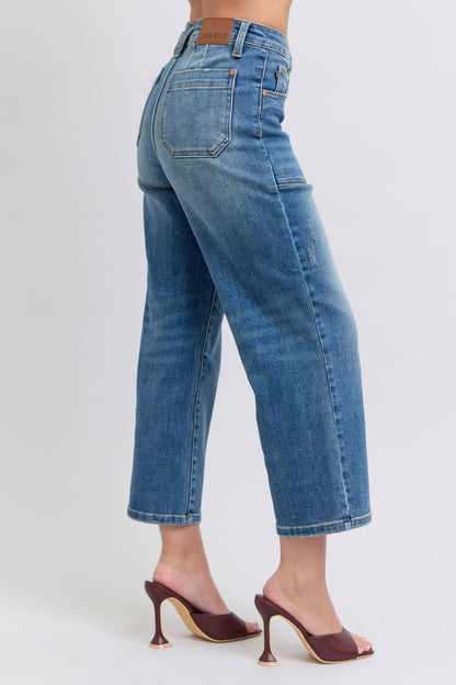 Judy Blue High Waist Utility Pockets Crop Wide Leg Jean 88904