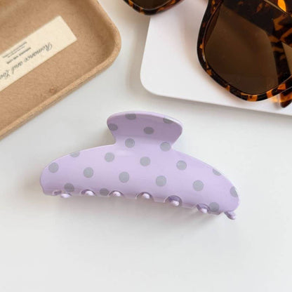 Retro Polka Dot Hair Claw - Glossy Spotted French | 40H1099: Lavender