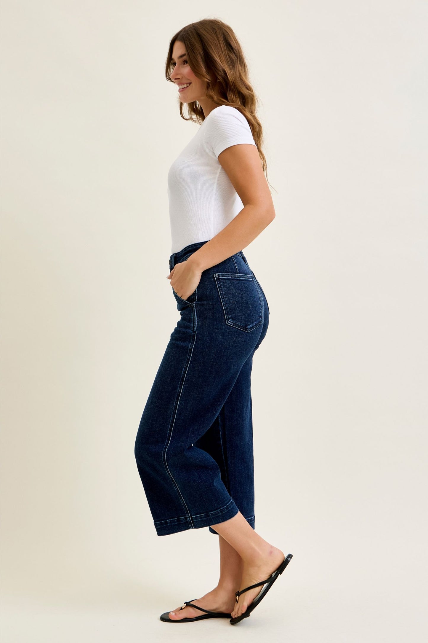 Judy Blue HW Ankle Wide Trouser Jean 82694