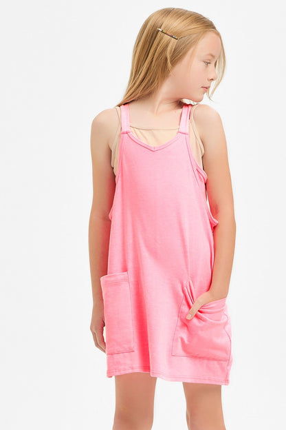 Girls Blue Neon Pink Tank Dress