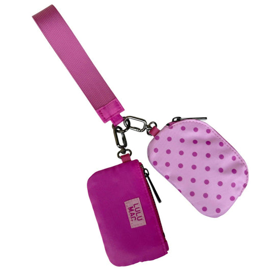 Lulu Mac PD Pink/Hot Pink Dots Wristlet