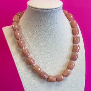 Glossy Bead Bauble Ball Necklace - Pinky Blush Tone