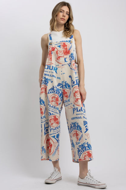 Vintage Flour Sack Print Overalls