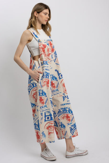 Vintage Flour Sack Print Overalls