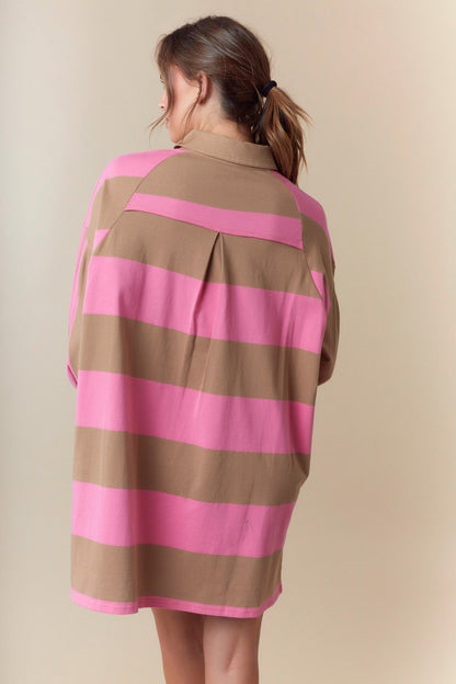 Pink & Mocha Oversized Shirt/Dress