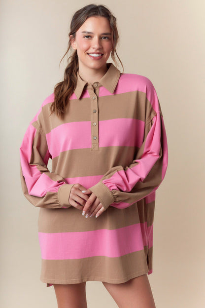 Pink & Mocha Oversized Shirt/Dress