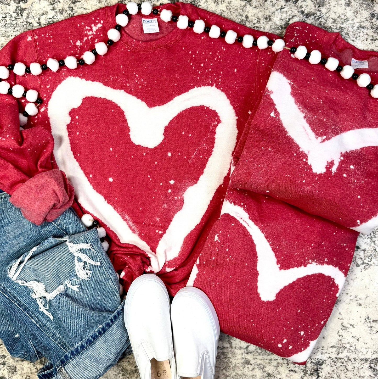 Heather Red Graffiti Heart Sweatshirt