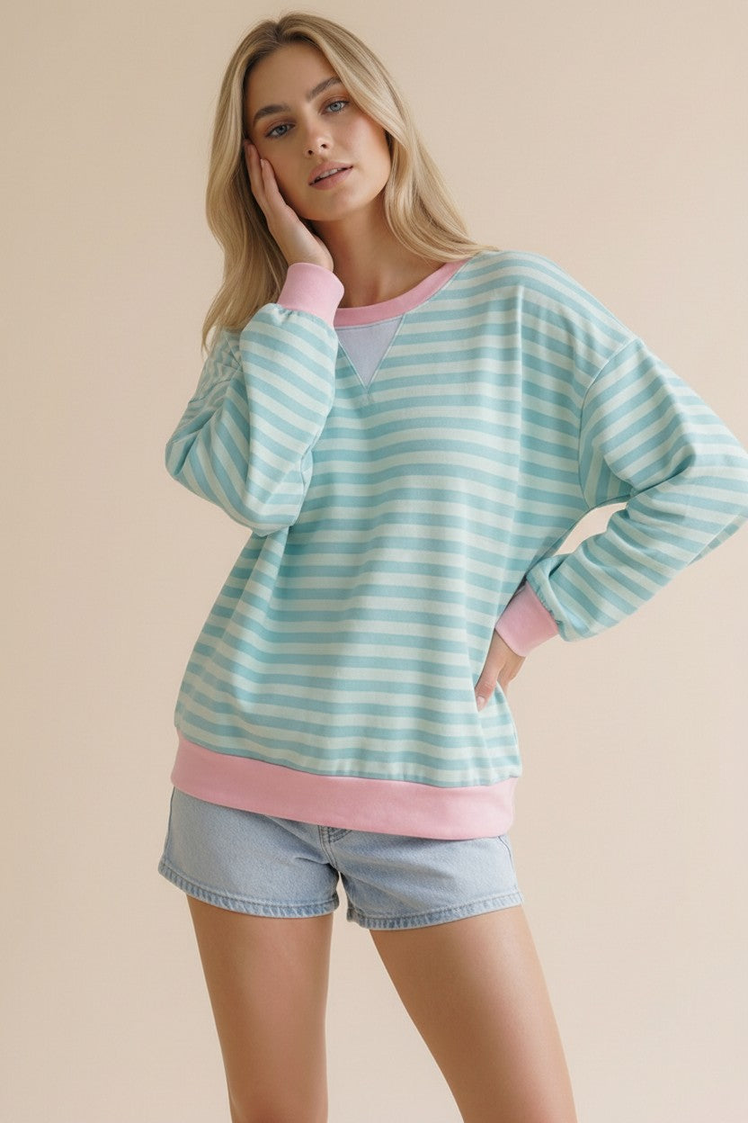 Crew Loose Fit French Terry Pullover Top