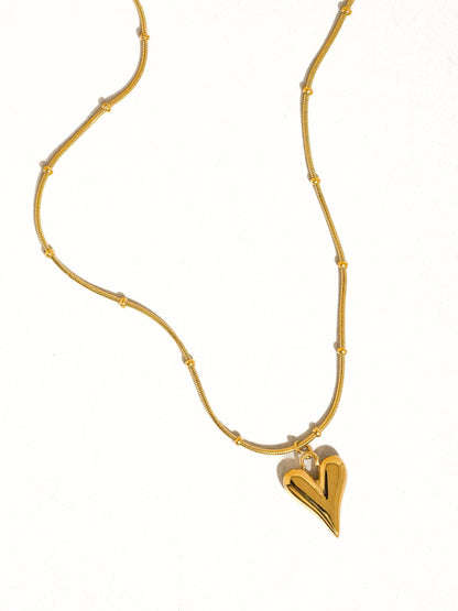 Bay 18K Gold Non-Tarnish Heart Necklace: Yellow Gold