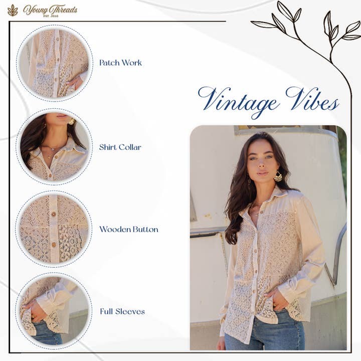 Boho Crochet Lace Button-down Top Casual Shirt