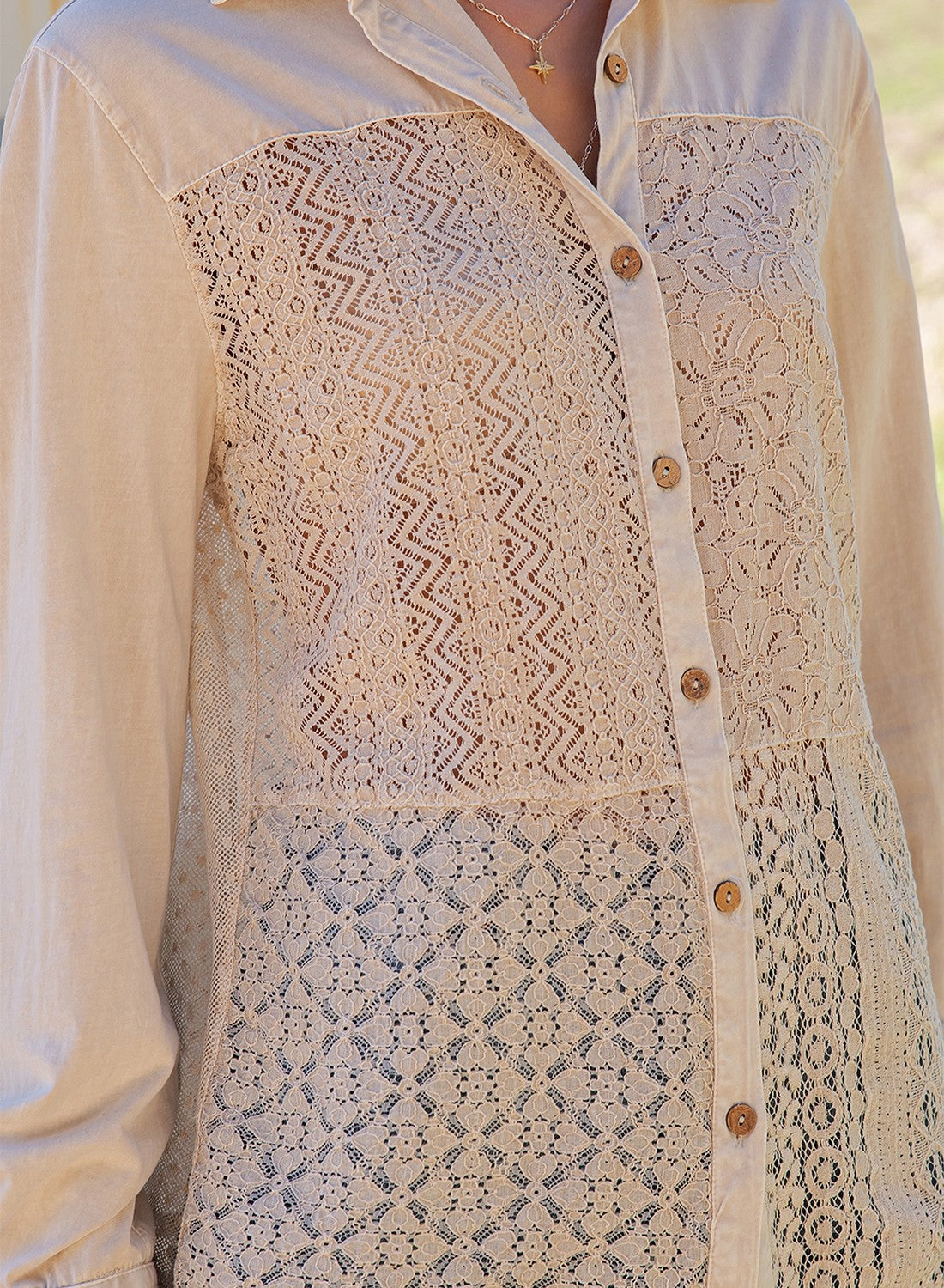 Boho Crochet Lace Button-down Top Casual Shirt
