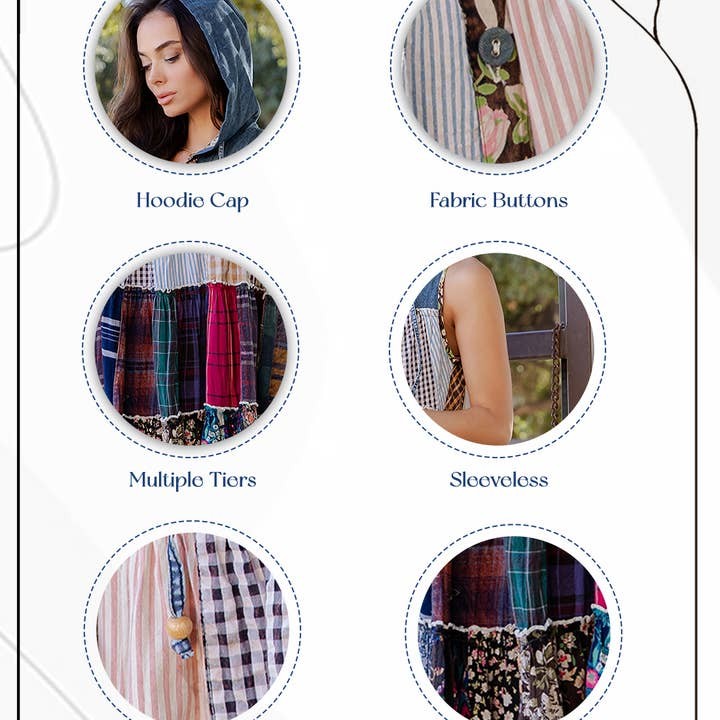 Boho Patchwork Sleeveless Maxi Duster With Hoodie