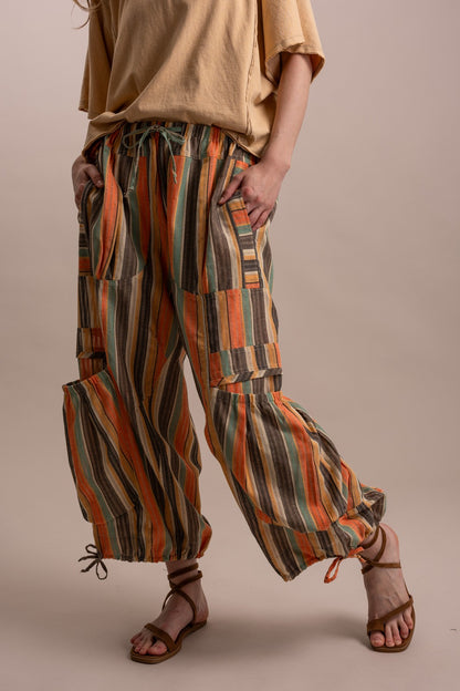 BlueVelvet MULTI COLOR STRIPED PARACHUTE PANTS