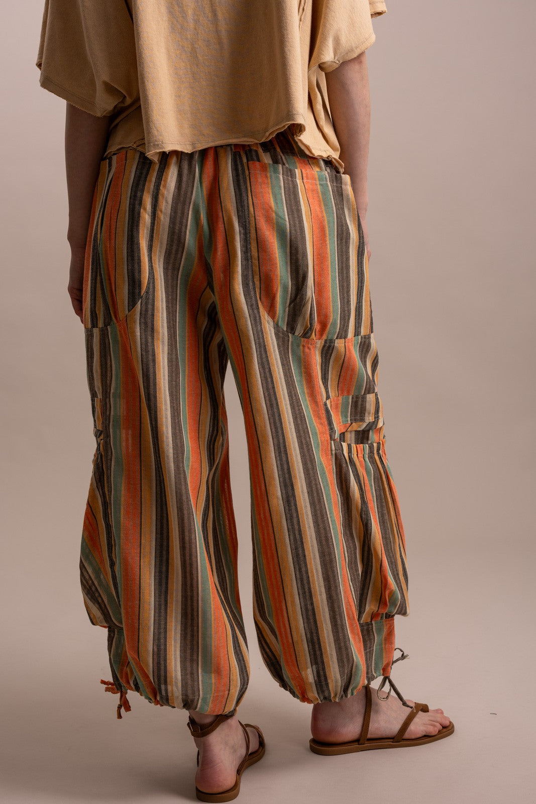 BlueVelvet MULTI COLOR STRIPED PARACHUTE PANTS