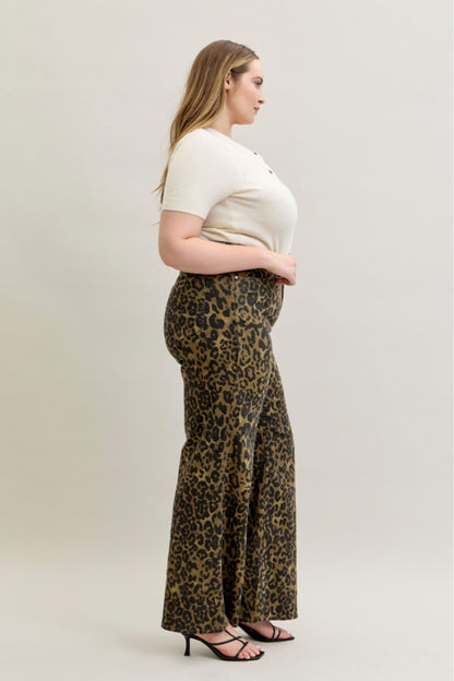 Judy Blue High Waist Retro Wide Leopard Print 881022
