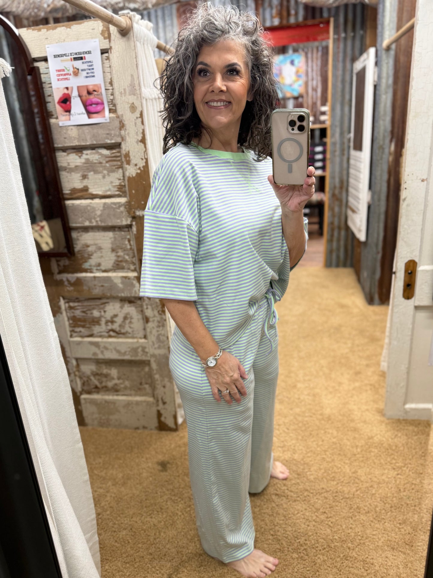 Mint Striped Lounge Set