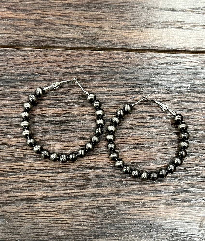 Polish Navajo Bead Hoop Earrings