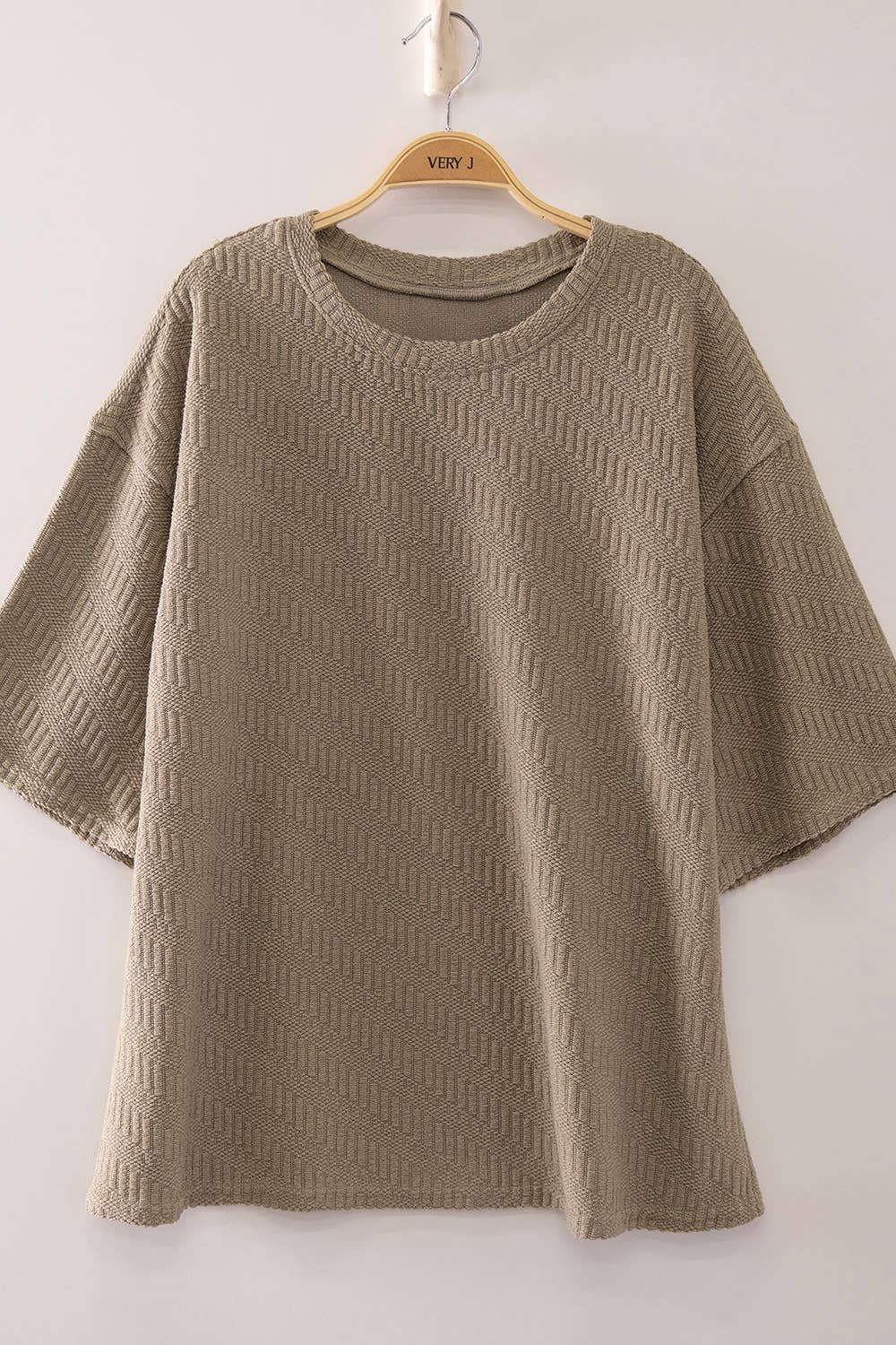 Textured Short Sleeve Top: OLIVE