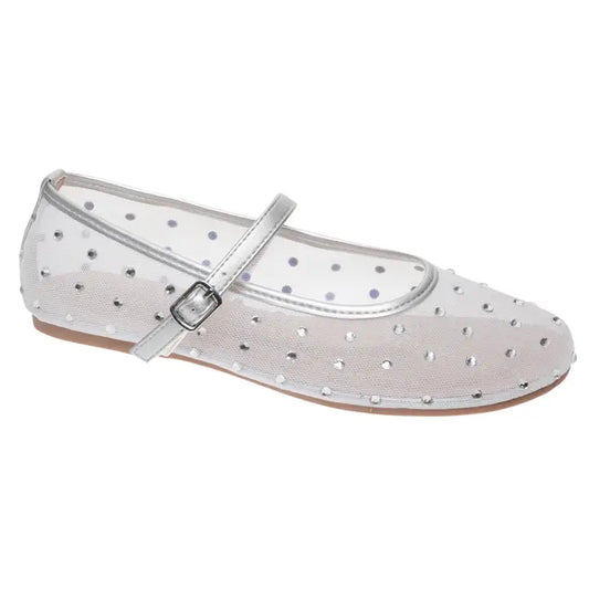 Silver Starlight Mesh Mary Jane Flats ✨