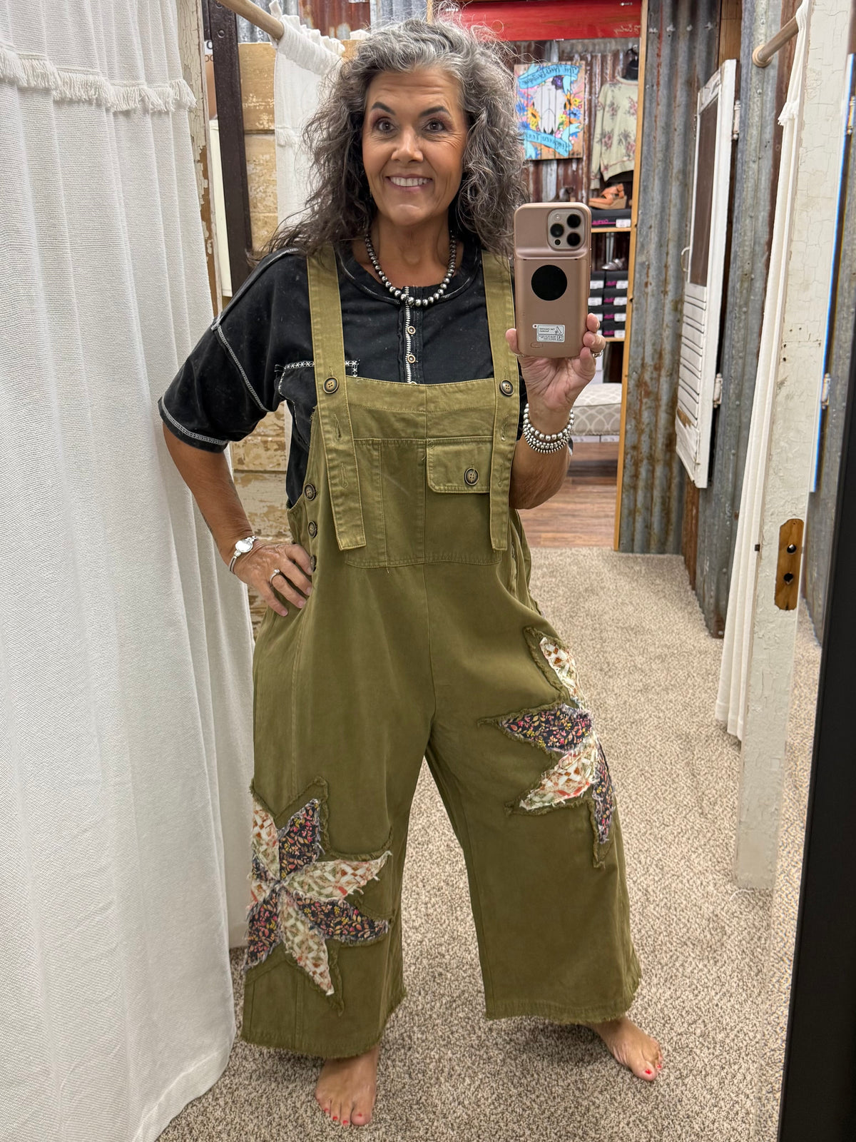Patchwork Adjustable Strap Bib Overalls