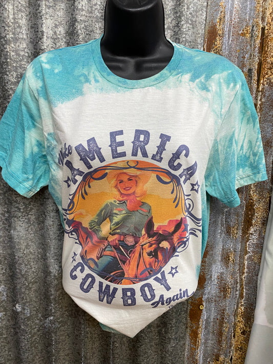 Make AMERICA COWBOY Again Turquoise TEE