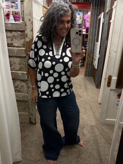 Black Top with Polka Dots
