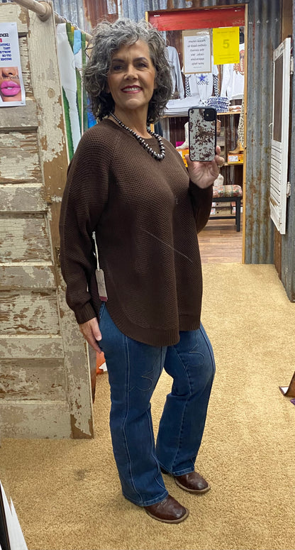 Brown Round Bottom Sweater