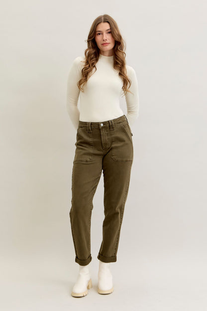 Judy Blue High Waist Forest Weekender Cuffed Jeans 881009