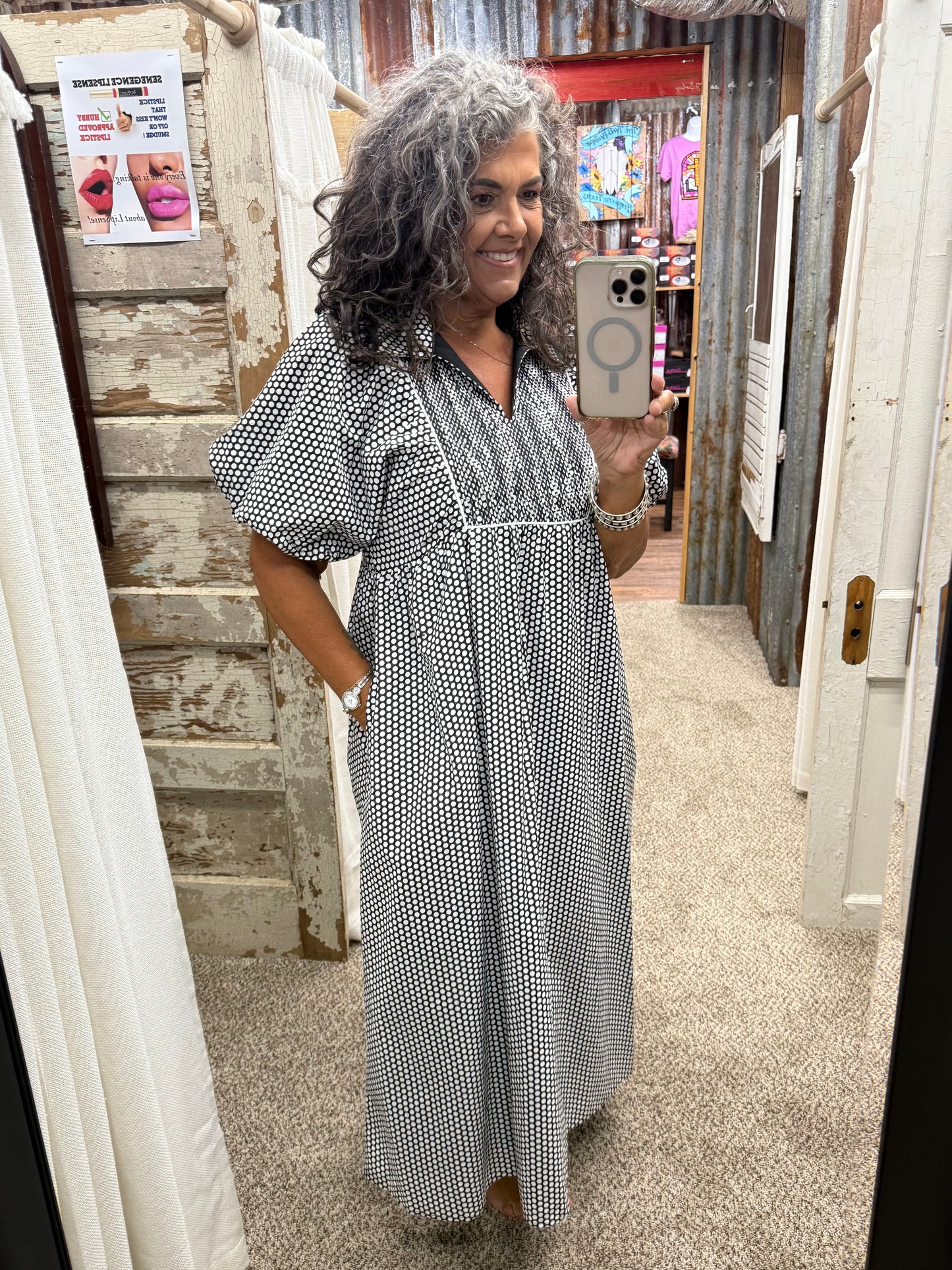 Black Polka Dot Midi Dress by Jodifl