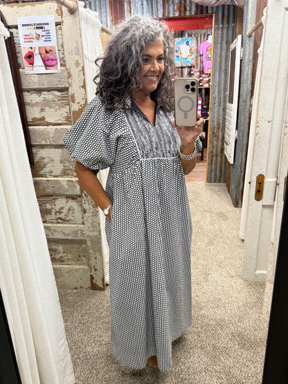 Black Polka Dot Midi Dress by Jodifl