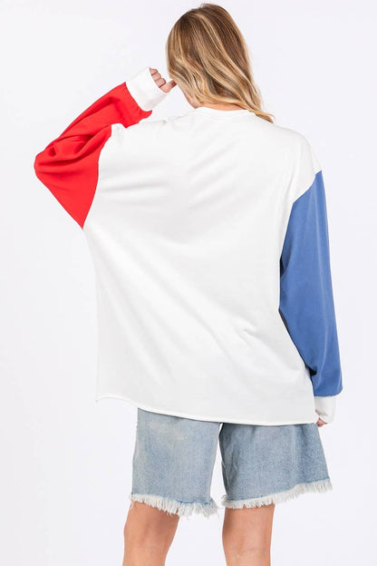 4TH OF JULY FRENCH TERRY AMERICAN FLAG SWEATSHIRT