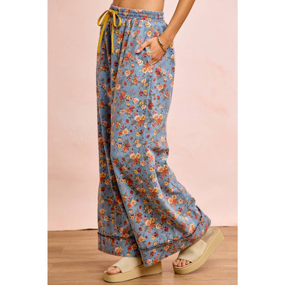 Field of Daisies Drawstring Denim Pants