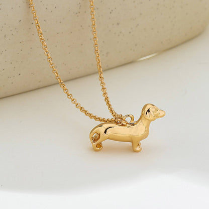 Gold-Tone Dachshund Dog Pendant Necklace | 80N93008: Gold