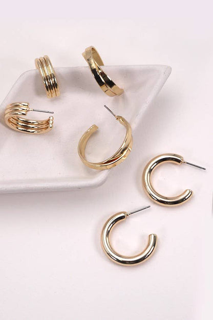 MULTI CLASSIC HOOP TRIO EARRINGS | 31E03865: Gold