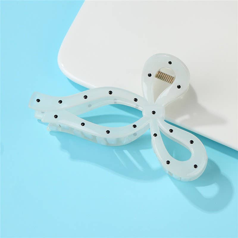 Polka Dot Bow Hair Claw Clips | 40H1094: OFF WHITE