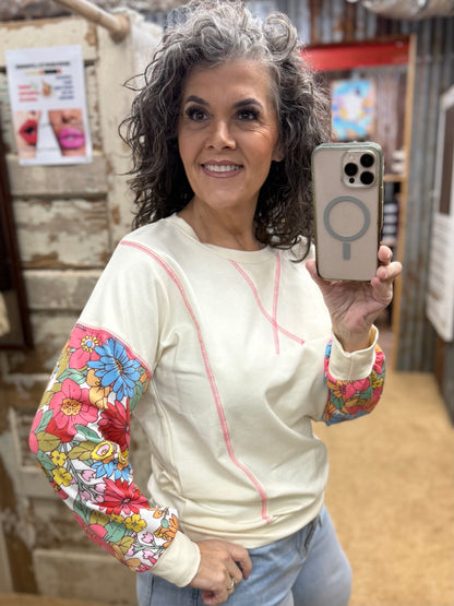 Coral Floral Pullover Top