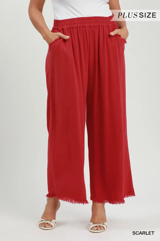 UMGEE Scarlet Frayed Hem Wide-Leg Pants