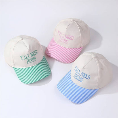 "Y'all Need Jesus" Stripe Baseball Cap | 40HW755: Pink