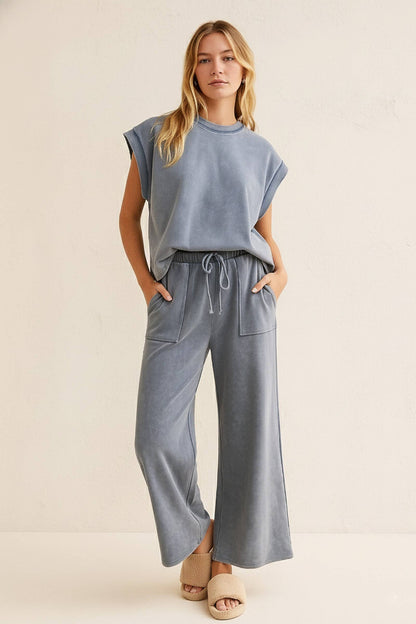 Mineral Wash Scuba Lounge Set: DENIM BLUE