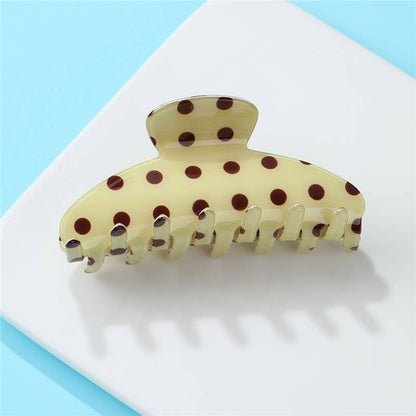 Retro Polka Dot Hair Claw - Glossy Spotted French | 40H1099: Butter Yellow